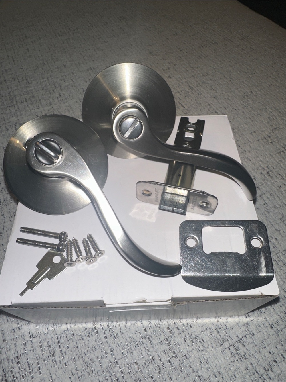Satin Finish Door Lever Set in Brushed Nickel
